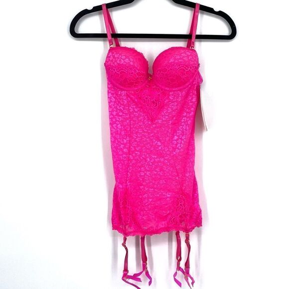 Seven Til’ Midnight Lingerie Set Pink lace Garter & Thong small NWT - Picture 1 of 10